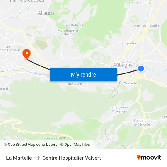 La Martelle to Centre Hospitalier Valvert map