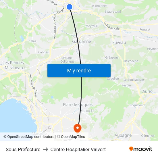 Sous Préfecture to Centre Hospitalier Valvert map
