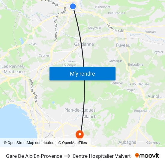 Gare De Aix-En-Provence to Centre Hospitalier Valvert map