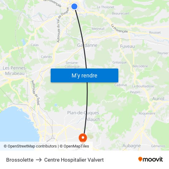 Brossolette to Centre Hospitalier Valvert map
