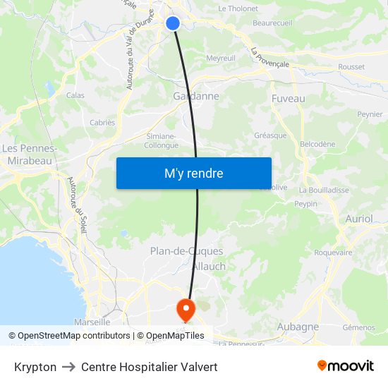 Krypton to Centre Hospitalier Valvert map