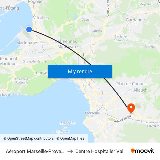 Aéroport Marseille-Provence to Centre Hospitalier Valvert map