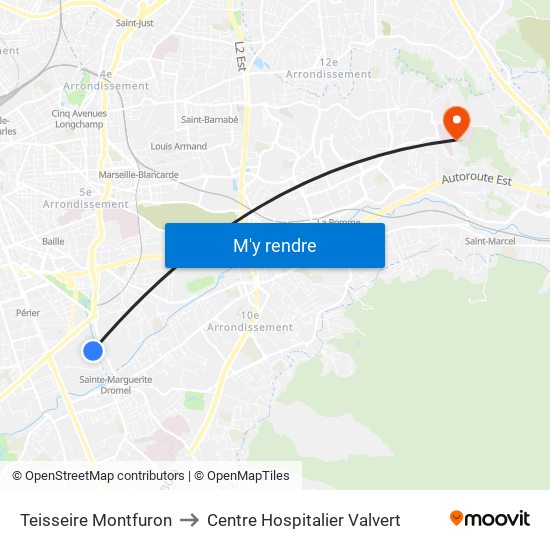 Teisseire Montfuron to Centre Hospitalier Valvert map