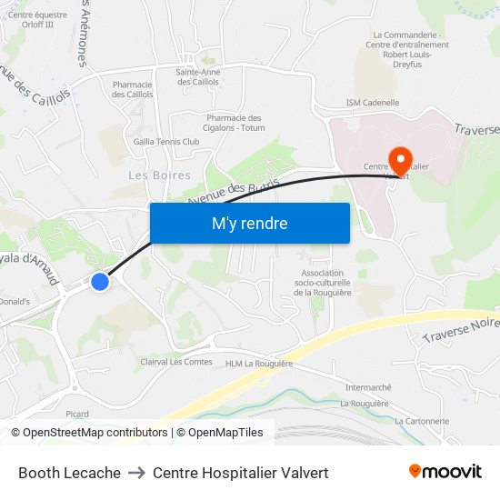 Booth Lecache to Centre Hospitalier Valvert map