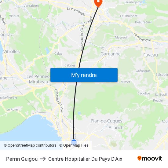 Perrin Guigou to Centre Hospitalier Du Pays D'Aix map