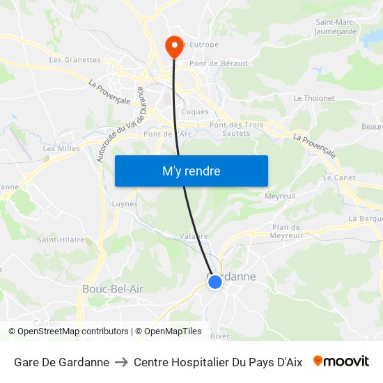 Gare De Gardanne to Centre Hospitalier Du Pays D'Aix map