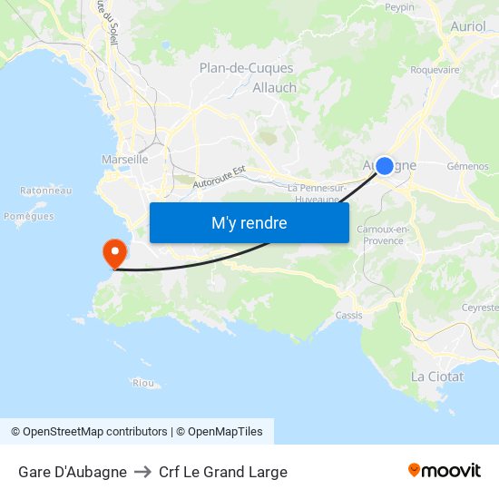 Gare D'Aubagne to Crf Le Grand Large map