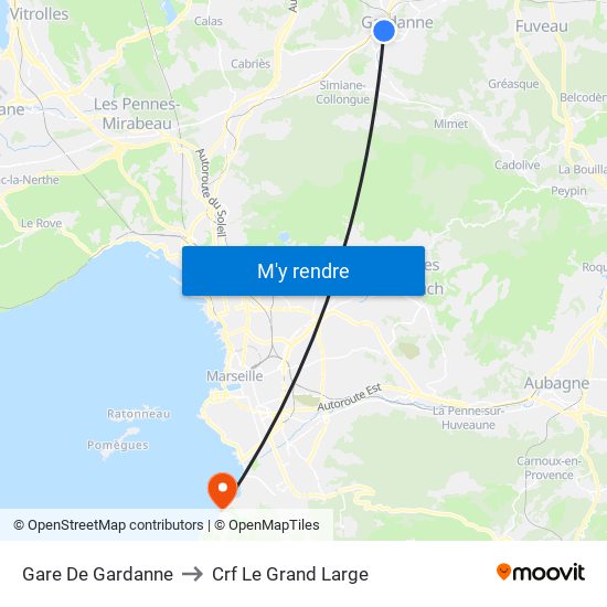 Gare De Gardanne to Crf Le Grand Large map