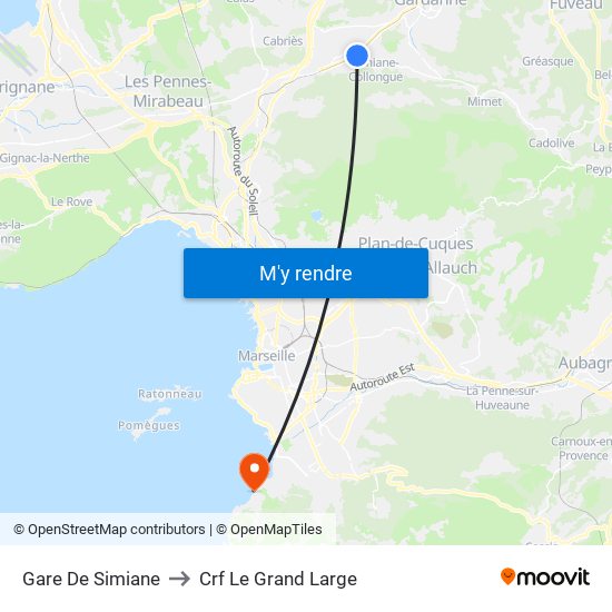 Gare De Simiane to Crf Le Grand Large map