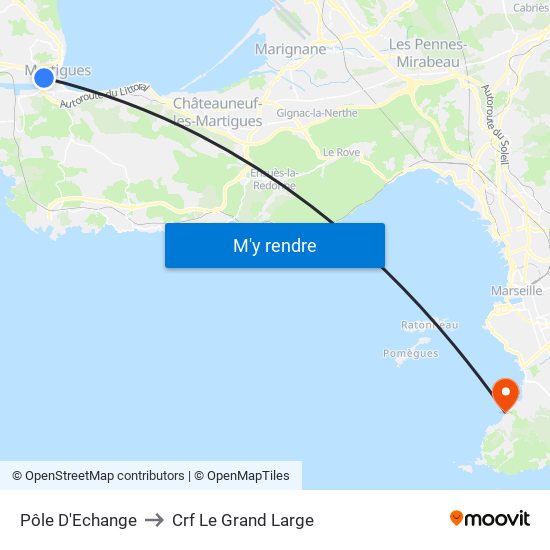 Pôle D'Echange to Crf Le Grand Large map