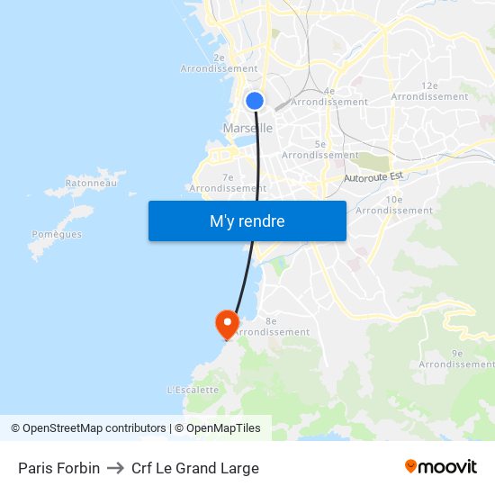 Paris Forbin to Crf Le Grand Large map