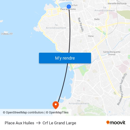 Place Aux Huiles to Crf Le Grand Large map