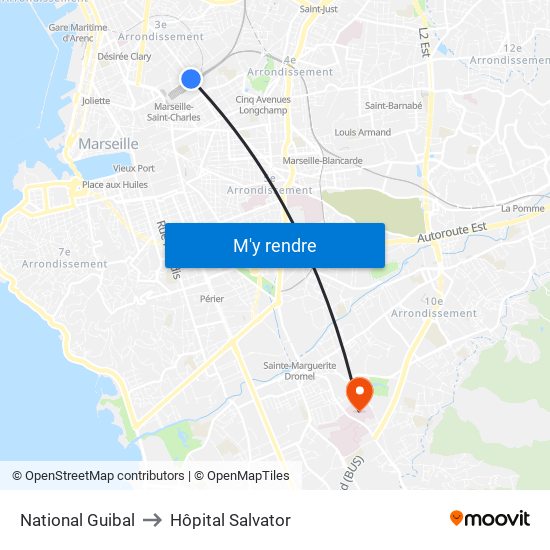 National Guibal to Hôpital Salvator map