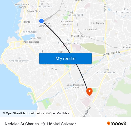 Nédelec St Charles to Hôpital Salvator map