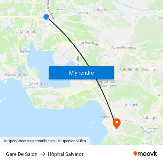 Gare De Salon to Hôpital Salvator map