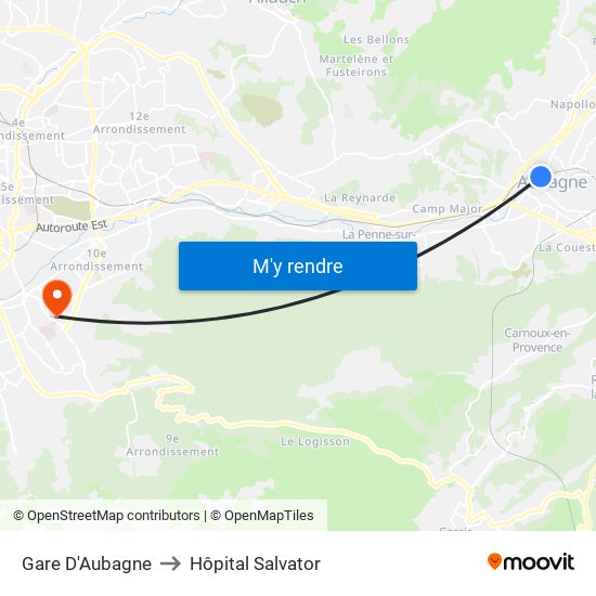 Gare D'Aubagne to Hôpital Salvator map