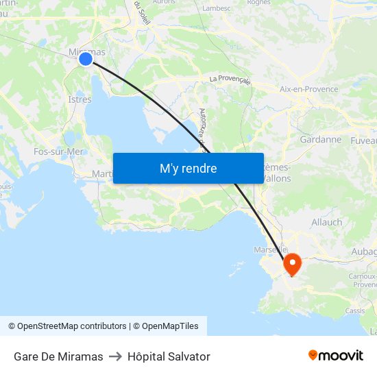 Gare De Miramas to Hôpital Salvator map