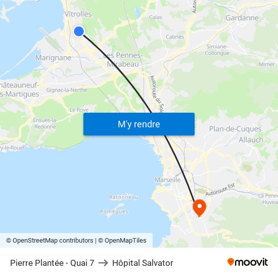 Pierre Plantée - Quai 7 to Hôpital Salvator map