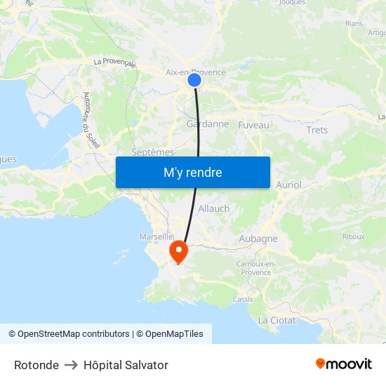 Rotonde to Hôpital Salvator map
