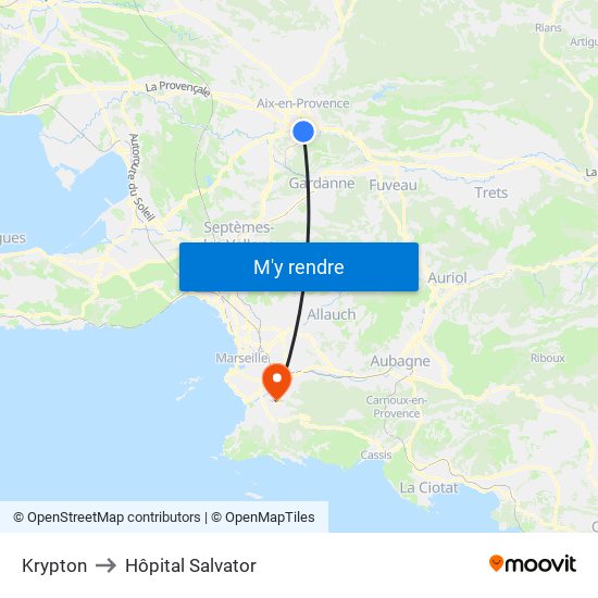 Krypton to Hôpital Salvator map