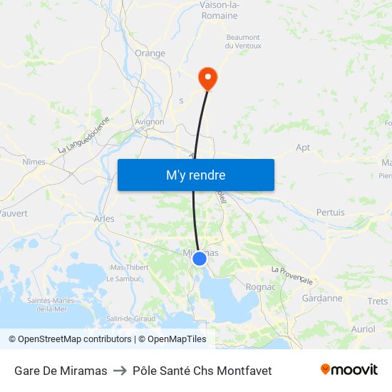 Gare De Miramas to Pôle Santé Chs Montfavet map