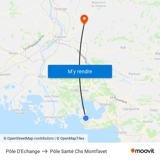 Pôle D'Echange to Pôle Santé Chs Montfavet map