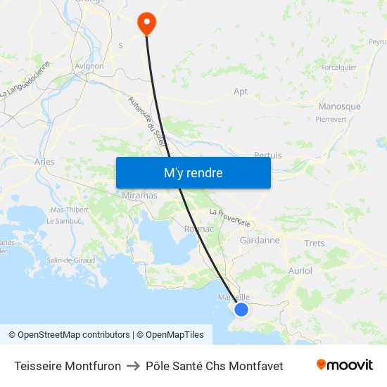 Teisseire Montfuron to Pôle Santé Chs Montfavet map