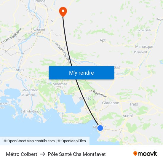 Métro Colbert to Pôle Santé Chs Montfavet map