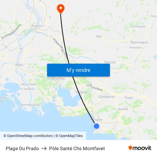 Plage Du Prado to Pôle Santé Chs Montfavet map