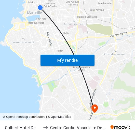 Colbert Hotel De Region to Centre Cardio-Vasculaire De Valmante map