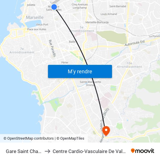 Gare Saint Charles to Centre Cardio-Vasculaire De Valmante map