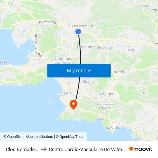 Clos Bernadette to Centre Cardio-Vasculaire De Valmante map