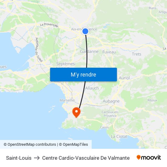 Saint-Louis to Centre Cardio-Vasculaire De Valmante map
