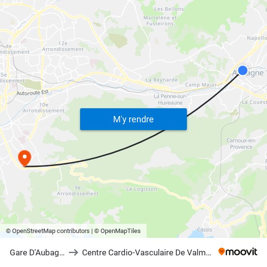 Gare D'Aubagne to Centre Cardio-Vasculaire De Valmante map