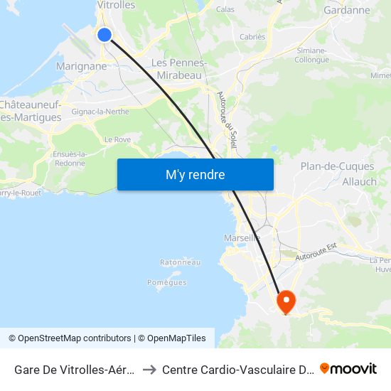 Gare De Vitrolles-Aér-Marseille to Centre Cardio-Vasculaire De Valmante map