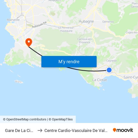 Gare De La Ciotat to Centre Cardio-Vasculaire De Valmante map