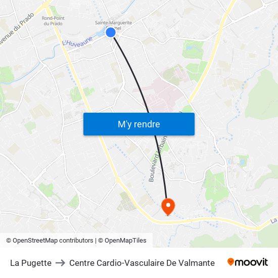 La Pugette to Centre Cardio-Vasculaire De Valmante map
