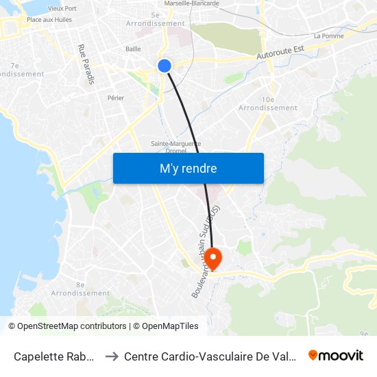 Capelette Rabatau to Centre Cardio-Vasculaire De Valmante map