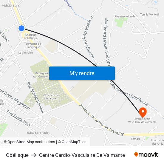 Obélisque to Centre Cardio-Vasculaire De Valmante map