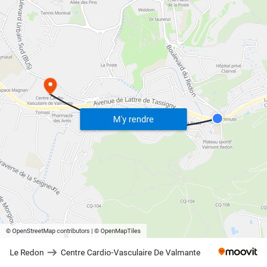 Le Redon to Centre Cardio-Vasculaire De Valmante map