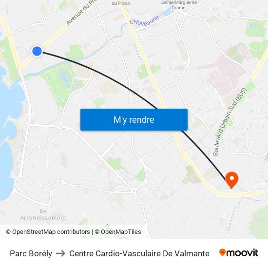 Parc Borély to Centre Cardio-Vasculaire De Valmante map