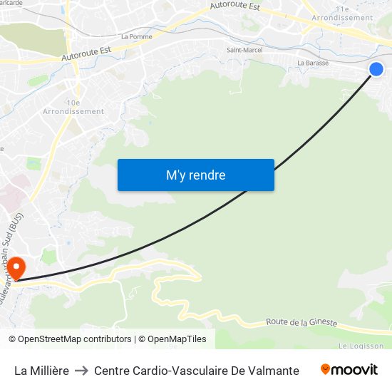 La Millière to Centre Cardio-Vasculaire De Valmante map