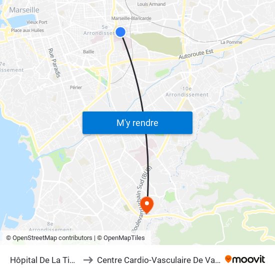 Hôpital De La Timone to Centre Cardio-Vasculaire De Valmante map
