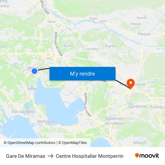 Gare De Miramas to Centre Hospitalier Montperrin map