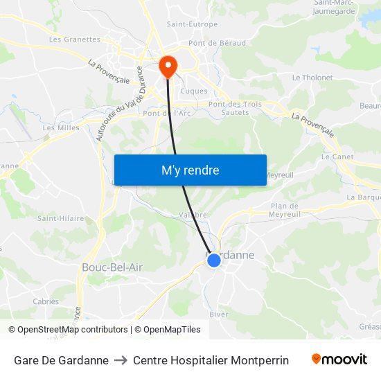 Gare De Gardanne to Centre Hospitalier Montperrin map