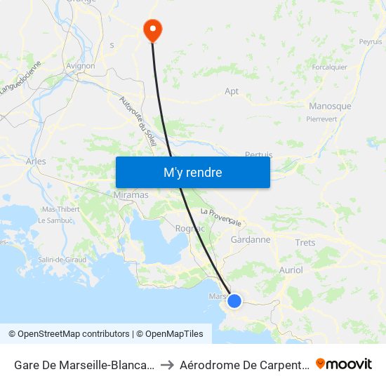 Gare De Marseille-Blancarde to Aérodrome De Carpentras map