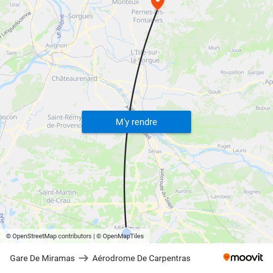 Gare De Miramas to Aérodrome De Carpentras map