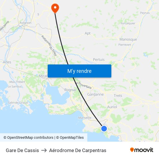 Gare De Cassis to Aérodrome De Carpentras map
