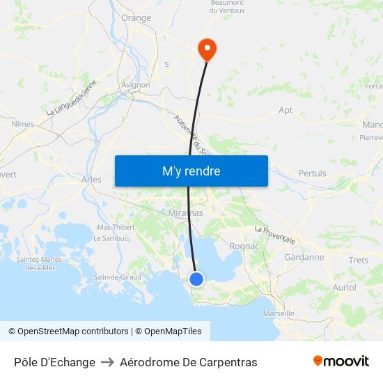 Pôle D'Echange to Aérodrome De Carpentras map
