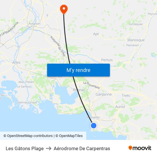 Bowl Du Prado to Aérodrome De Carpentras map